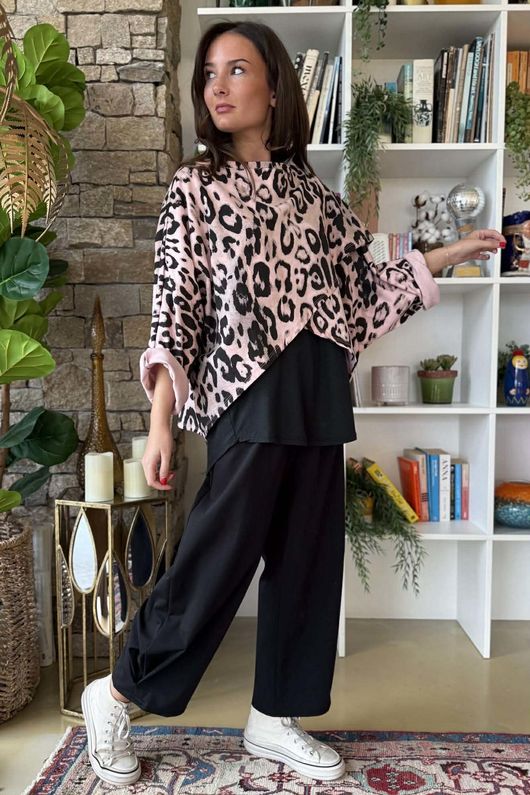 Toka Wraparoo Top Leopard Rose